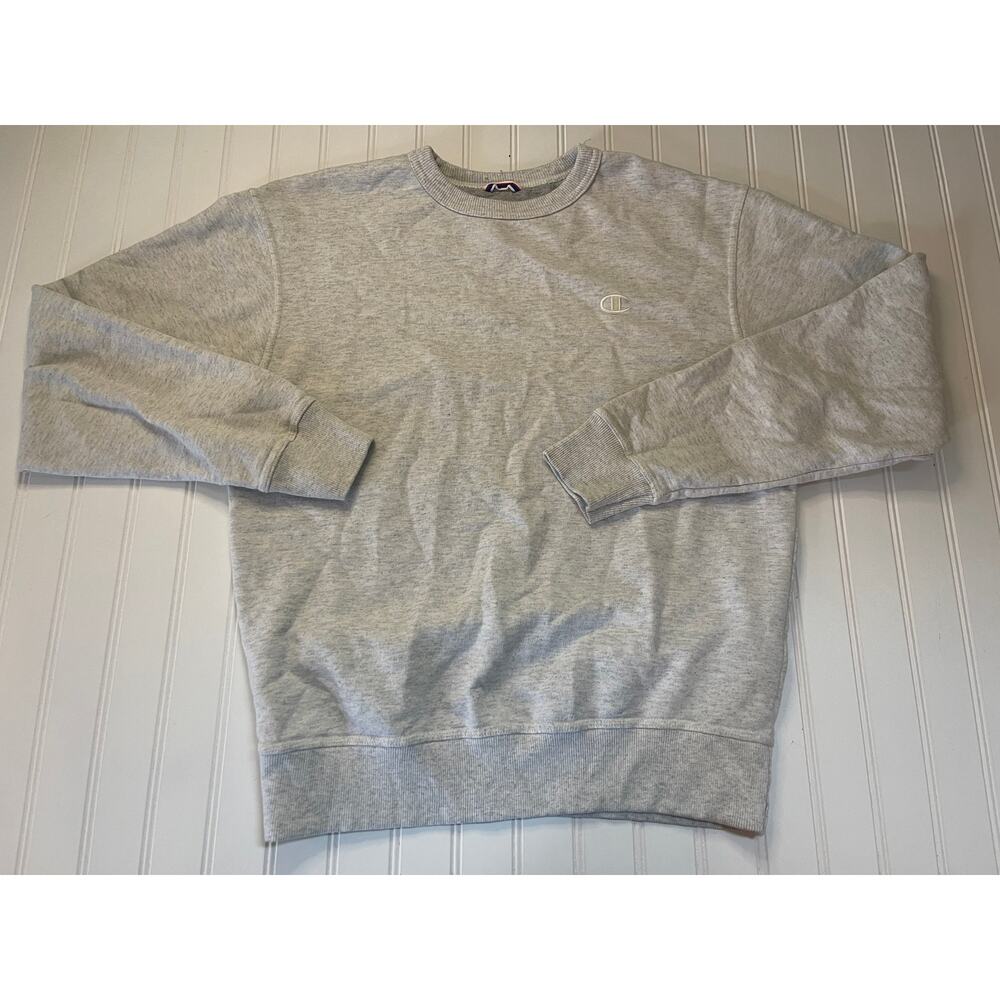 Champion Gray Crew Neck Sweatshirt Classic Lounge Basic Size Mens Medium